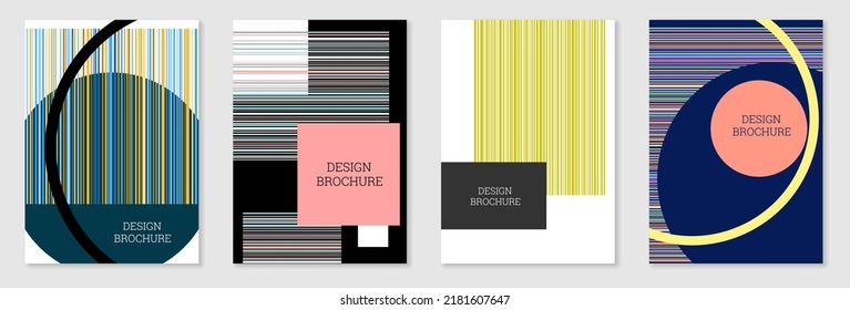 Set of cover design in Memphis style. Geometric design, abstract background. Fashionable bright cover, banner, poster, booklet. Creative colors.
