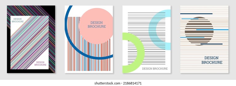 Set of cover design in Memphis style. Geometric design, abstract background. Fashionable bright cover, banner, poster, booklet. Creative colors.