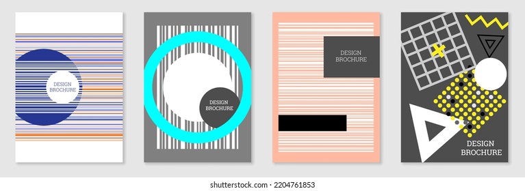 Diseño de portada al estilo Memphis. Diseño geométrico, fondo abstracto. Portada moderna y brillante, pancarta, afiche, folleto. Colores creativos.