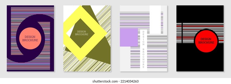 Set of cover design in Memphis style. Geometric design, abstract background. Fashionable bright cover, banner, poster, booklet. Creative colors.