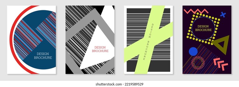 Diseño de portada al estilo Memphis. Diseño geométrico, fondo abstracto. Portada moderna y brillante, pancarta, afiche, folleto. Colores creativos.