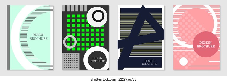 Diseño de portada al estilo Memphis. Diseño geométrico, fondo abstracto. Portada moderna y brillante, pancarta, afiche, folleto. Colores creativos.