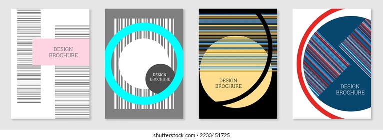 Set of cover design in Memphis style. Geometric design, abstract background. Fashionable bright cover, banner, poster, booklet. Creative colors.