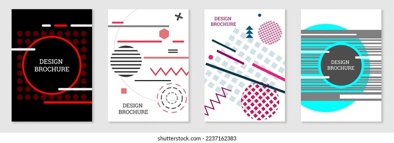 Diseño de portada al estilo Memphis. Diseño geométrico, fondo abstracto. Portada moderna y brillante, pancarta, afiche, folleto. Colores creativos.