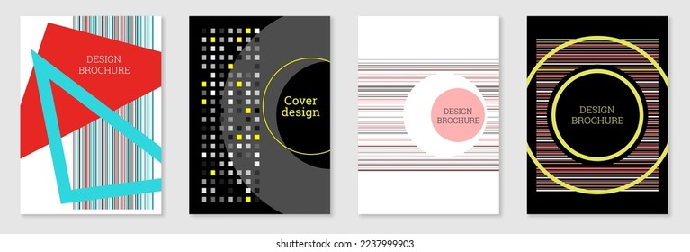 Diseño de portada al estilo Memphis. Diseño geométrico, fondo abstracto. Portada moderna y brillante, pancarta, afiche, folleto. Colores creativos.