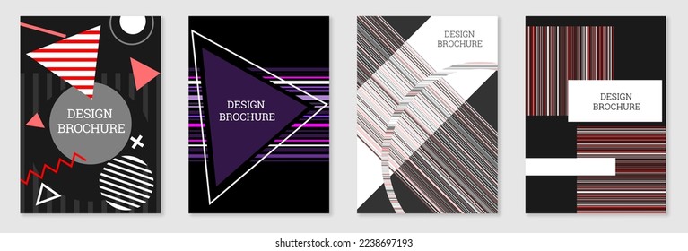 Diseño de portada al estilo Memphis. Diseño geométrico, fondo abstracto. Portada moderna y brillante, pancarta, afiche, folleto. Colores creativos.