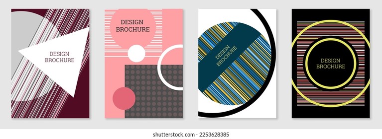 Diseño de portada al estilo Memphis. Diseño geométrico, fondo abstracto. Portada moderna y brillante, pancarta, afiche, folleto. Colores creativos.
