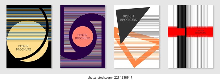 Set of cover design in Memphis style. Geometric design, abstract background. Fashionable bright cover, banner, poster, booklet. Creative colors.