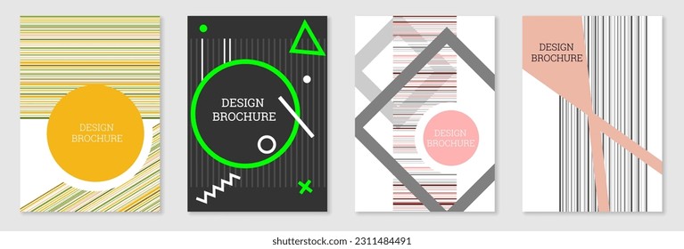 Diseño de portada al estilo Memphis. Diseño geométrico, fondo abstracto. Portada moderna y brillante, pancarta, afiche, folleto. Colores creativos.