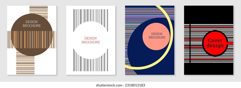 Set of cover design in Memphis style. Geometric design, abstract background. Fashionable bright cover, banner, poster, booklet. Creative colors.