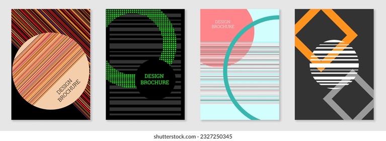 Cover-Design im Memphis-Stil. Geometrisches Design, abstrakter Hintergrund. Modisch helles Cover, Banner, Poster, Broschüre. Kreative Farben.
