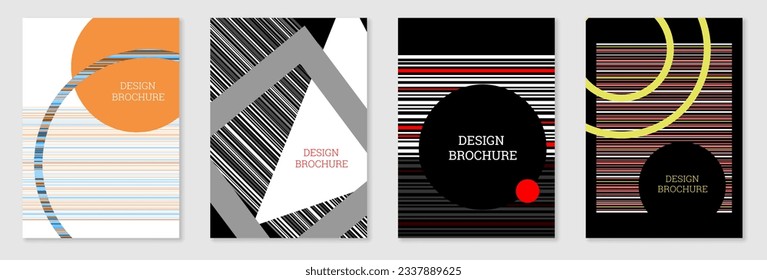 Set of cover design in Memphis style. Geometric design, abstract background. Fashionable bright cover, banner, poster, booklet. Creative colors.