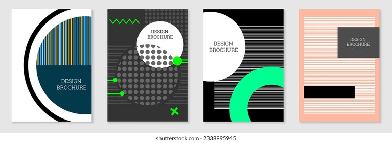 Diseño de portada al estilo Memphis. Diseño geométrico, fondo abstracto. Portada moderna y brillante, pancarta, afiche, folleto. Colores creativos.