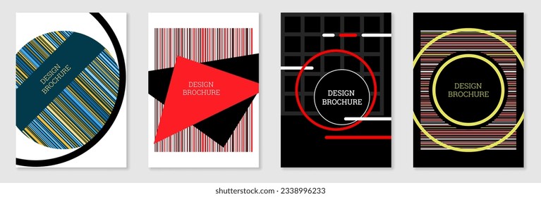 Cover-Design im Memphis-Stil. Geometrisches Design, abstrakter Hintergrund. Modisch helles Cover, Banner, Poster, Broschüre. Kreative Farben.