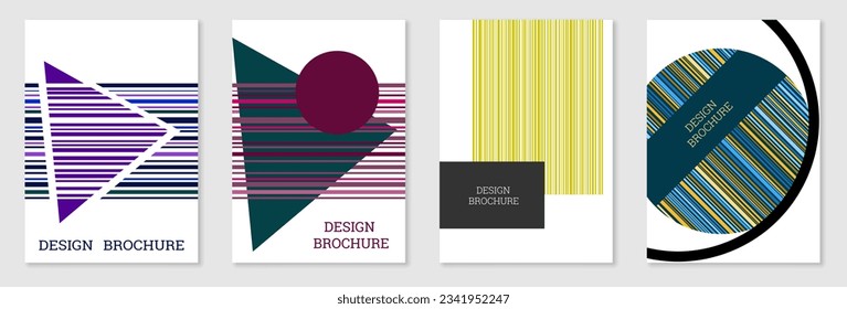 Set of cover design in Memphis style. Geometric design, abstract background. Fashionable bright cover, banner, poster, booklet. Creative colors.