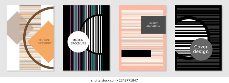 Set of cover design in Memphis style. Geometric design, abstract background. Fashionable bright cover, banner, poster, booklet. Creative colors.