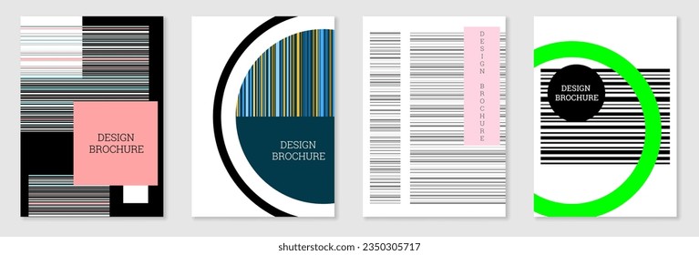 Set of cover design in Memphis style. Geometric design, abstract background. Fashionable bright cover, banner, poster, booklet. Creative colors.