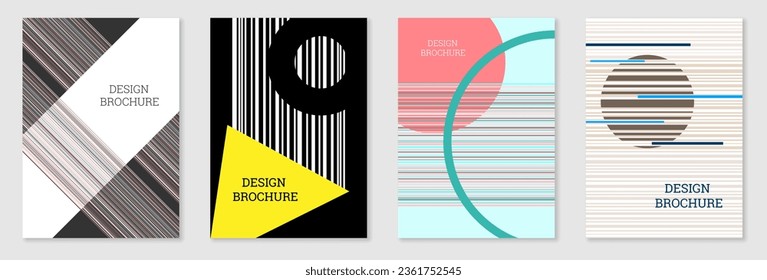 Diseño de portada al estilo Memphis. Diseño geométrico, fondo abstracto. Portada moderna y brillante, pancarta, afiche, folleto. Colores creativos.