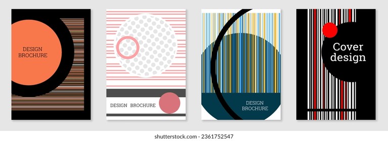 Set of cover design in Memphis style. Geometric design, abstract background. Fashionable bright cover, banner, poster, booklet. Creative colors.