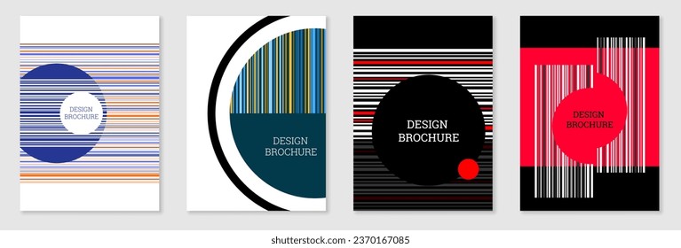 Set of cover design in Memphis style. Geometric design, abstract background. Fashionable bright cover, banner, poster, booklet. Creative colors.
