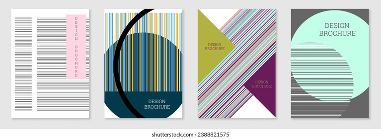 Set of cover design in Memphis style. Geometric design, abstract background. Fashionable bright cover, banner, poster, booklet. Creative colors.