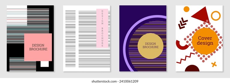 Diseño de portada al estilo Memphis. Diseño geométrico, fondo abstracto. Portada moderna y brillante, pancarta, afiche, folleto. Colores creativos.