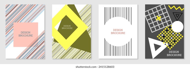 Diseño de portada al estilo Memphis. Diseño geométrico, fondo abstracto. Portada moderna y brillante, pancarta, afiche, folleto. Colores creativos.