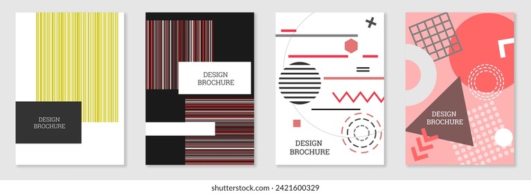 Diseño de portada al estilo Memphis. Diseño geométrico, fondo abstracto. Portada moderna y brillante, pancarta, afiche, folleto. Colores creativos.