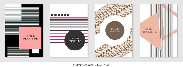 Conjunto de diseño de portada en estilo Memphis. Diseño geométrico, fondo abstracto. Cubierta brillante de moda, banner, póster, folleto. Colores creativos.