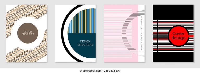 Set of cover design in Memphis style. Geometric design, abstract background. Fashionable bright cover, banner, poster, booklet. Creative colors.