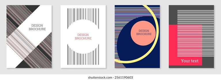 Set of cover design in Memphis style. Geometric design, abstract background. Fashionable bright cover, banner, poster, booklet. Creative colors.