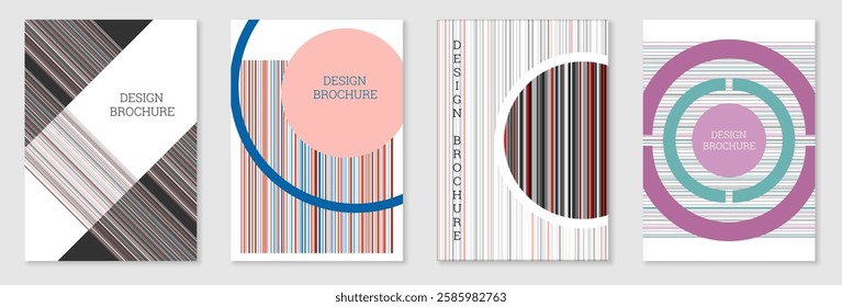 Set of cover design in Memphis style. Geometric design, abstract background. Fashionable bright cover, banner, poster, booklet. Creative colors.