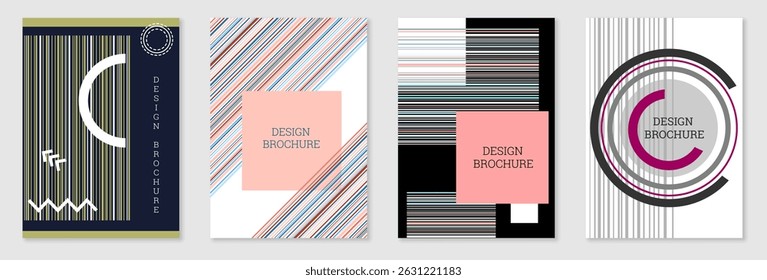 Cover Design im Memphis Stil. Geometrisches Design, abstrakter Hintergrund. Modische helle Abdeckung, Banner, Poster, Broschüre. Kreative Farben.
