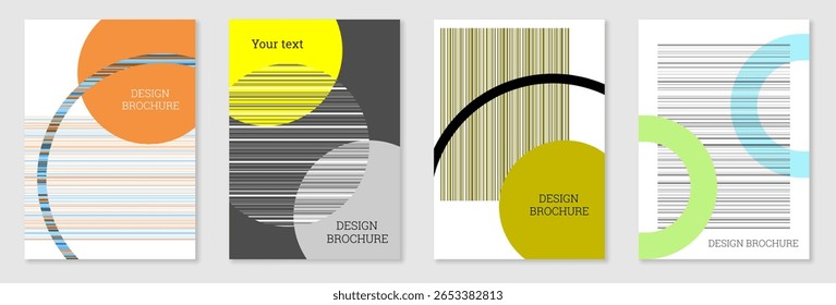 Set of cover design in Memphis style. Geometric design, abstract background. Fashionable bright cover, banner, poster, booklet. Creative colors.