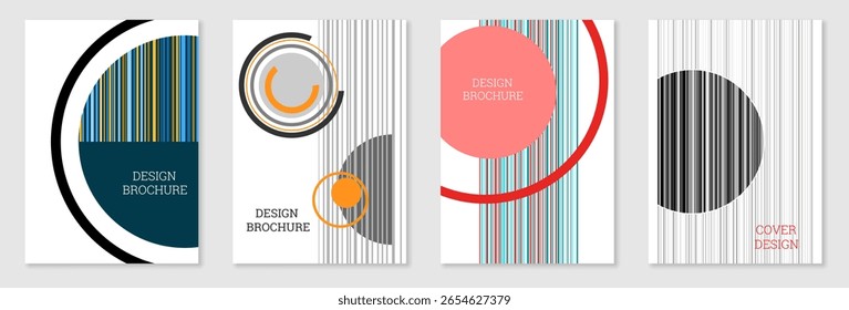 Cover Design im Memphis Stil. Geometrisches Design, abstrakter Hintergrund. Modische helle Abdeckung, Banner, Poster, Broschüre. Kreative Farben.