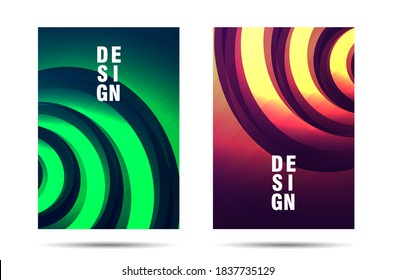 Set of cover design or poster banners with 3d circles forming texture, modern banner vertical design