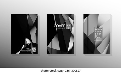 Set Cover design poster with geometric layered triangles