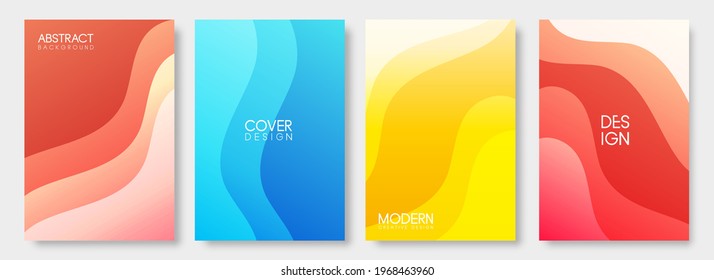Set of cover design template. Abstract wavy liquid composition for banner, posters, card, and wallpaper. Vector