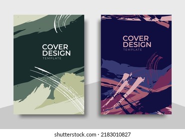 Set cover design template with abstract brush stroke design