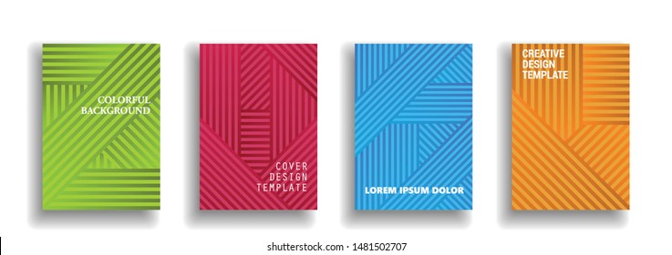 set of cover design template with colorful halftone gradient