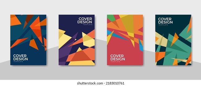 Establecer una plantilla de diseño de portada con diseños de polos abstractos de color geométricos bajos