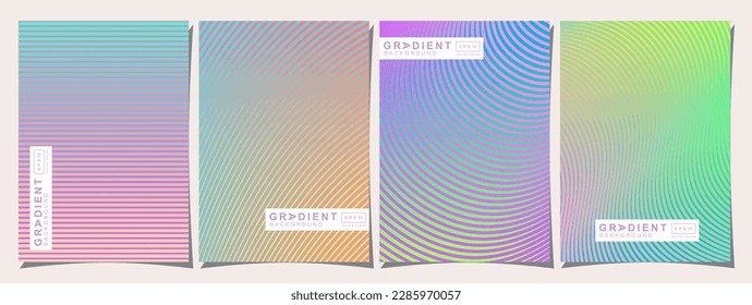 Set of cover design template with different modern abstract lines gradient style on background for decorative presentation, brochure, catalog, poster, book, magazine etc, vector illustration
