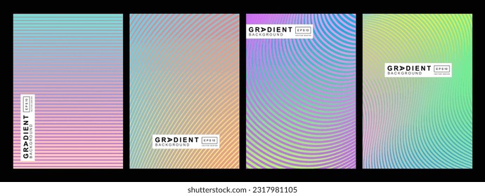 Set of cover design template with different modern abstract lines gradient style on background for decorative presentation, brochure, catalog, poster, book, magazine etc, vector illustration