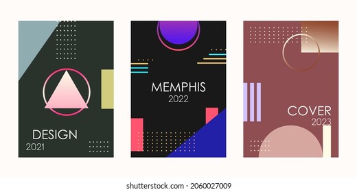 Conjunto de plantillas de diseño de portada con formas geométricas para afiches, volantes, folletos, banner y papel pintado. Vector Eps 10