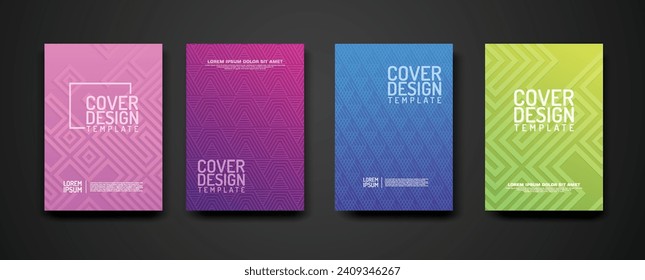 set cover design template with geometric lines textured pattern background and dynamic gradation color for element design and other uses.