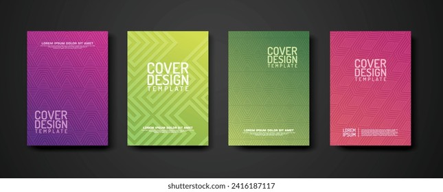 set cover design template with geometric lines textured pattern background and dynamic gradation color for element design and other uses.