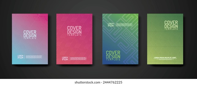 set cover design template with geometric lines textured pattern background and dynamic gradation color for element design and other uses.