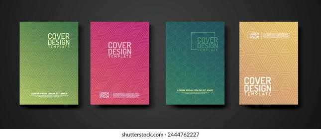 set cover design template with geometric lines textured pattern background and dynamic gradation color for element design and other uses.