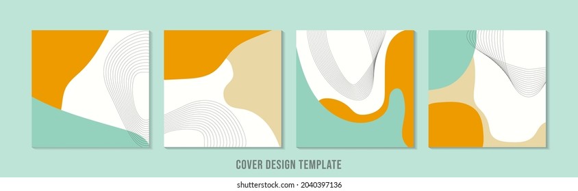 Set of cover design template. Minimal trendy style organic shapes pattern with copy space for text design for invitation, Party card,Social Highlight Covers and stories pagev