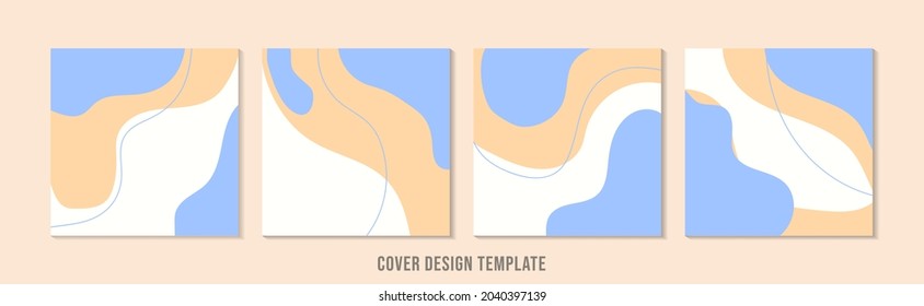 Set of cover design template. Minimal trendy style organic shapes pattern with copy space for text design for invitation, Party card,Social Highlight Covers and stories pagev